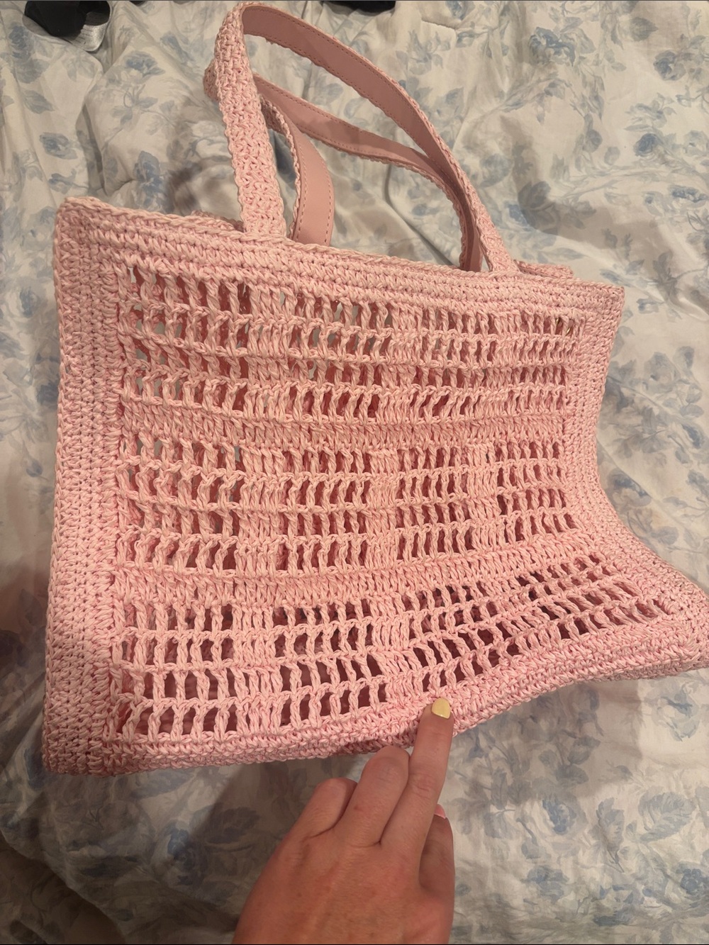 Tory Burch Pale Pink Crochet Tote - Picture 3 of 4